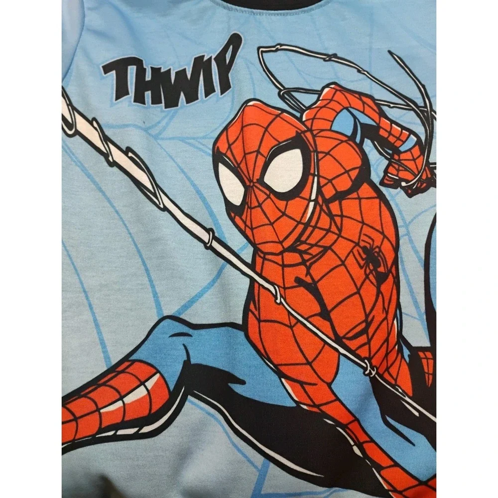 Marvel‎ Spiderman Boys 6/7 Pajama Set Blue Red Black 2 Piece Shirt Shorts NWT